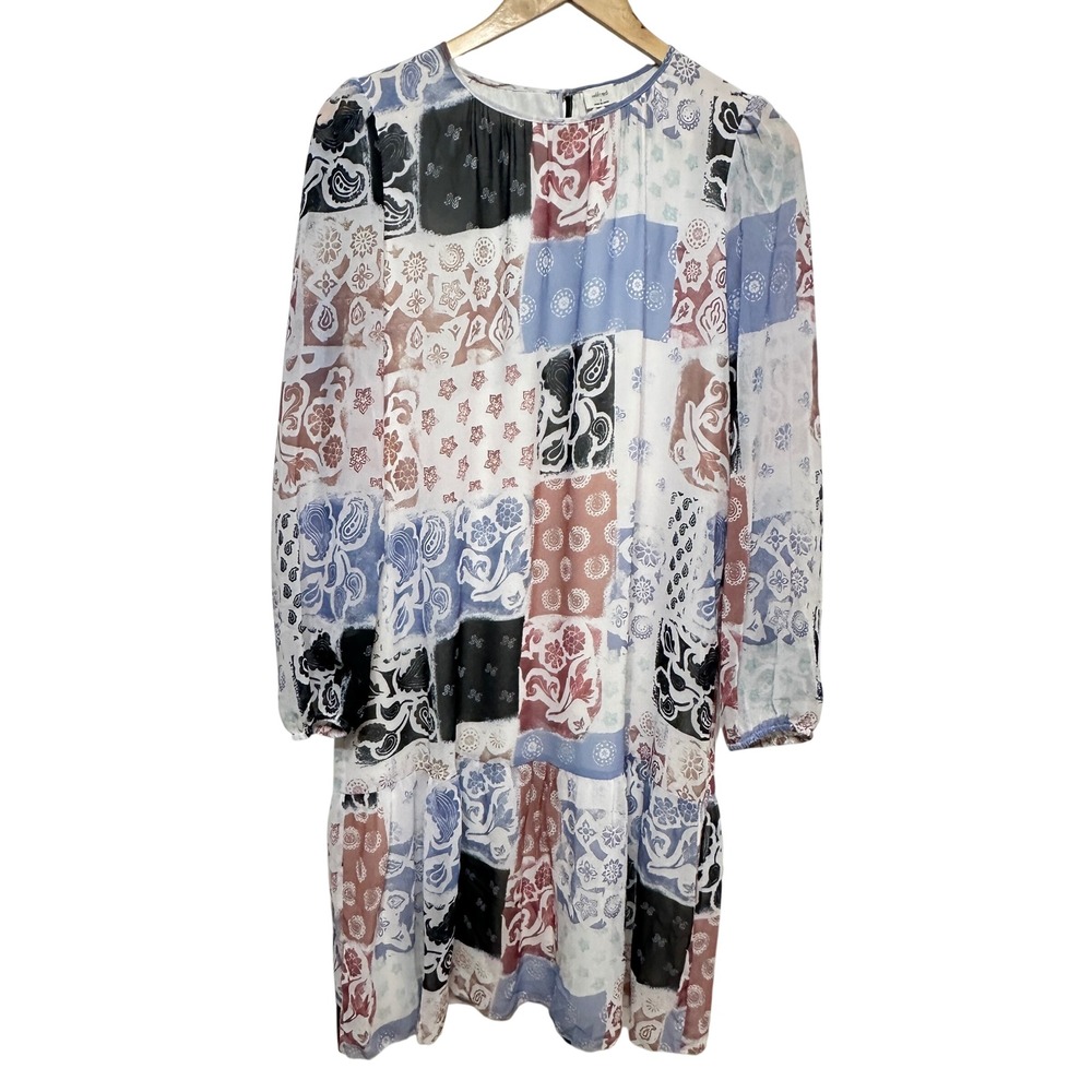 Wilfred Aritzia Patchwork Paisley Chiffon Mini‎ Dress Womens Small Cottage